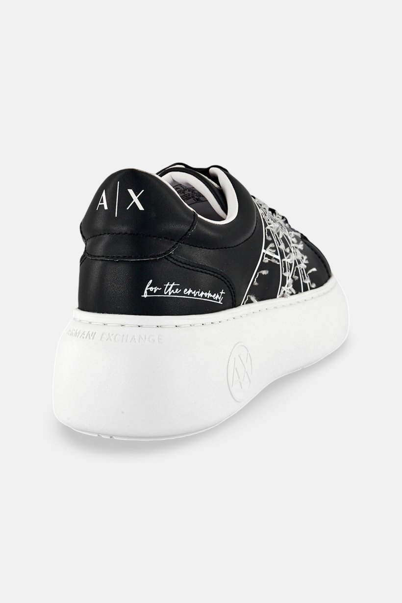 Armani Exchange Women Brand Logo Lace Up Casual Shoes, Black