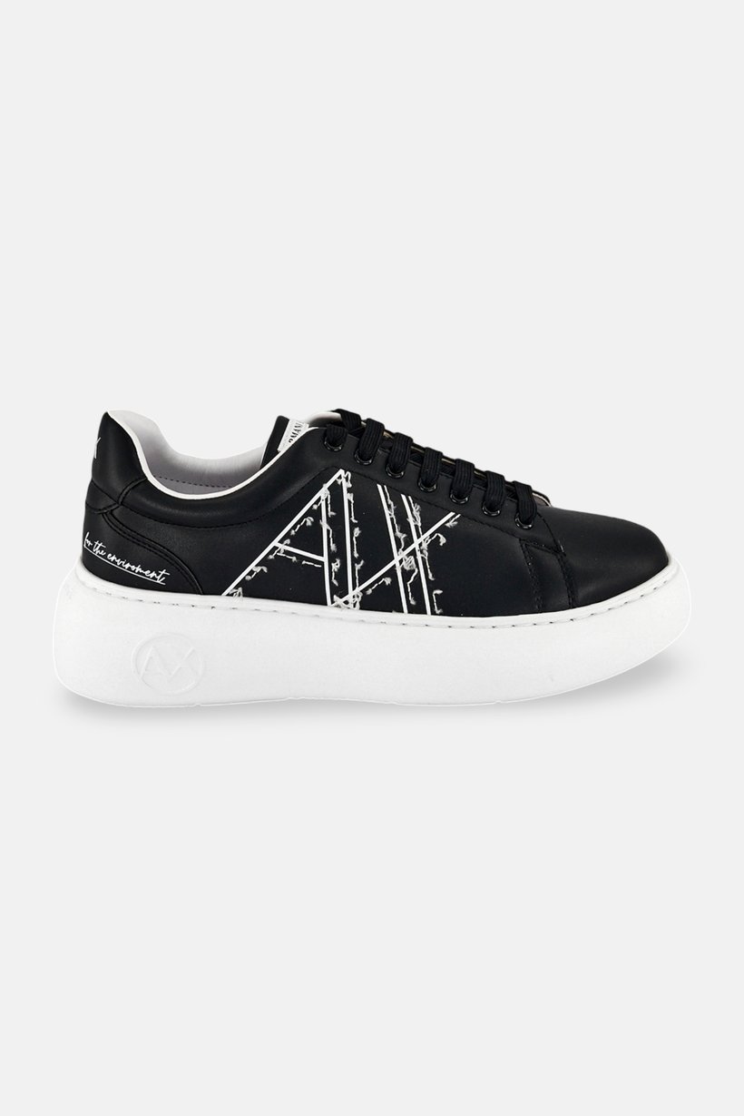 Armani Exchange Women Brand Logo Lace Up Casual Shoes, Black