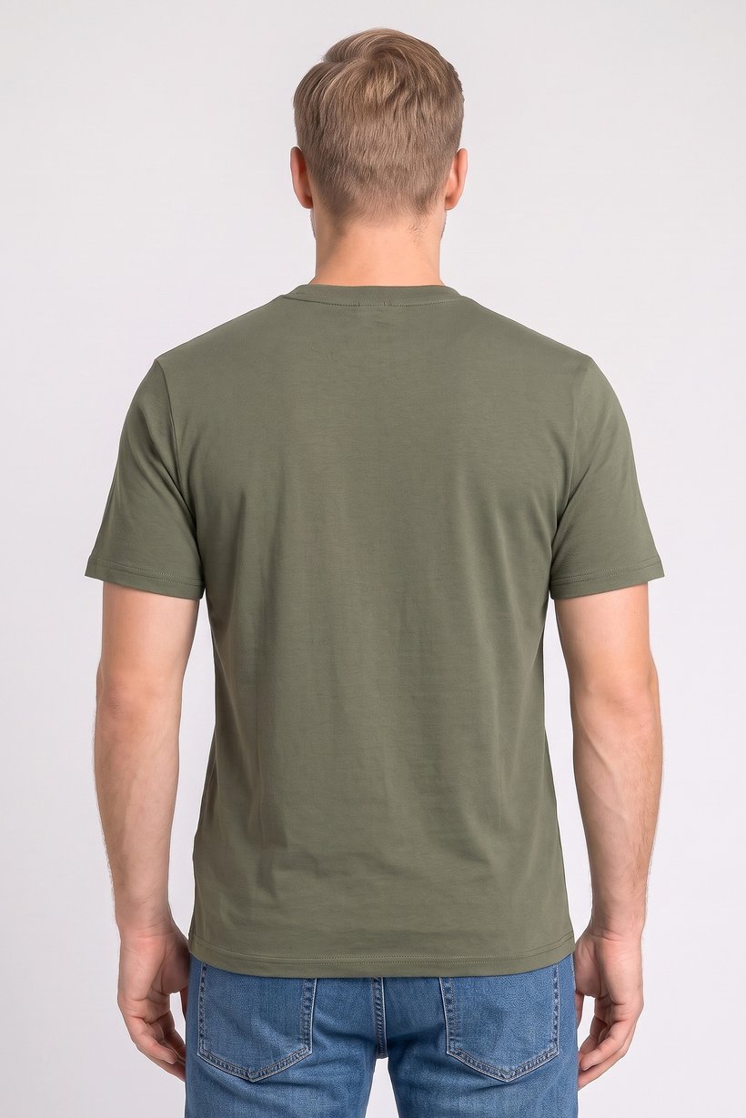 Men Crew Neck Graphic Print Short Sleeve T-Shirt, Olive