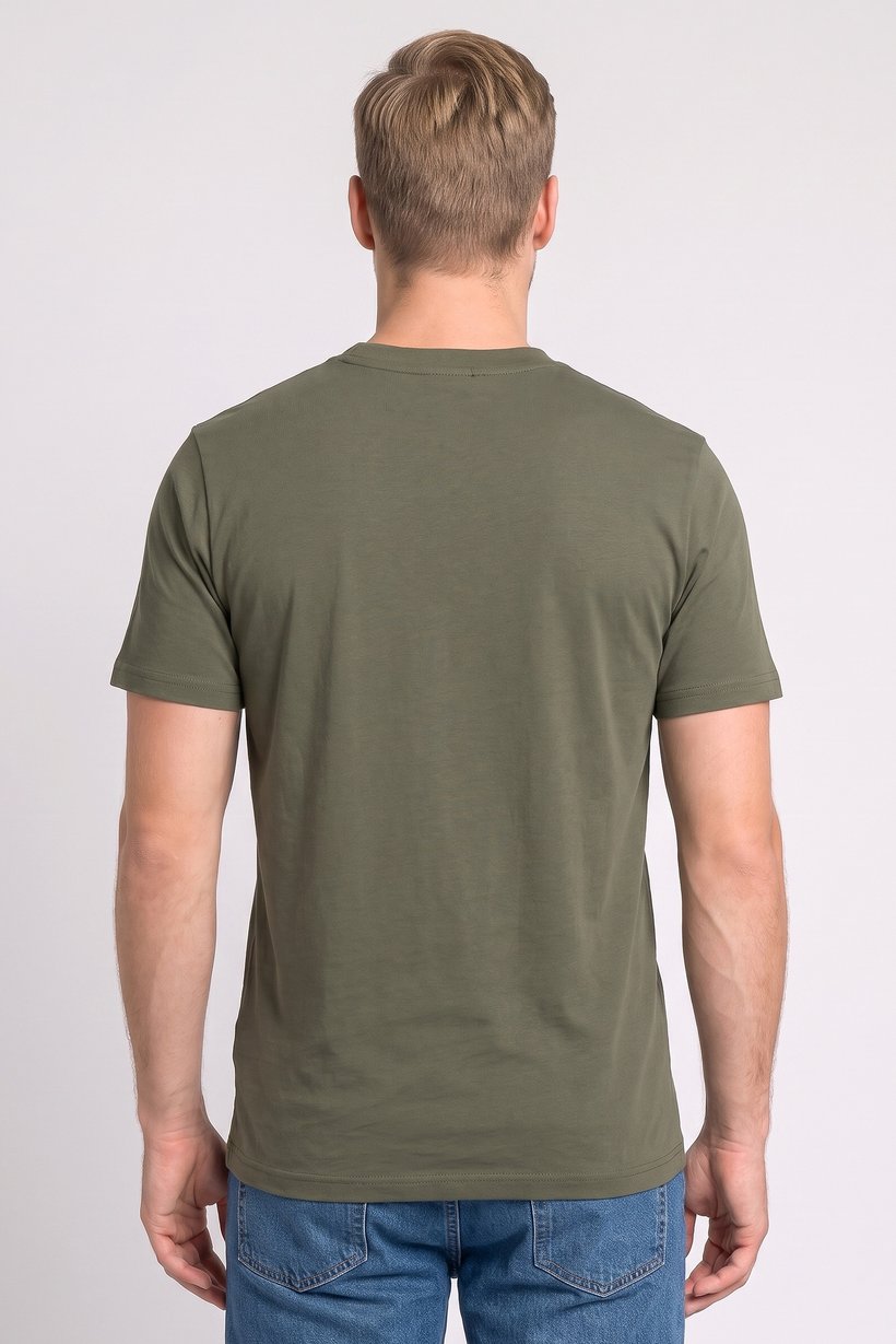 Men Crew Neck Graphic Print Short Sleeve T-Shirt, Olive