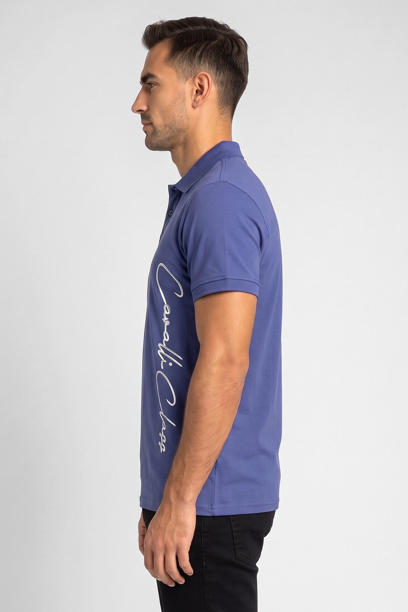 Men Regular Fit Brand Logo Short Sleeve Polo Shirt, Navy Blue