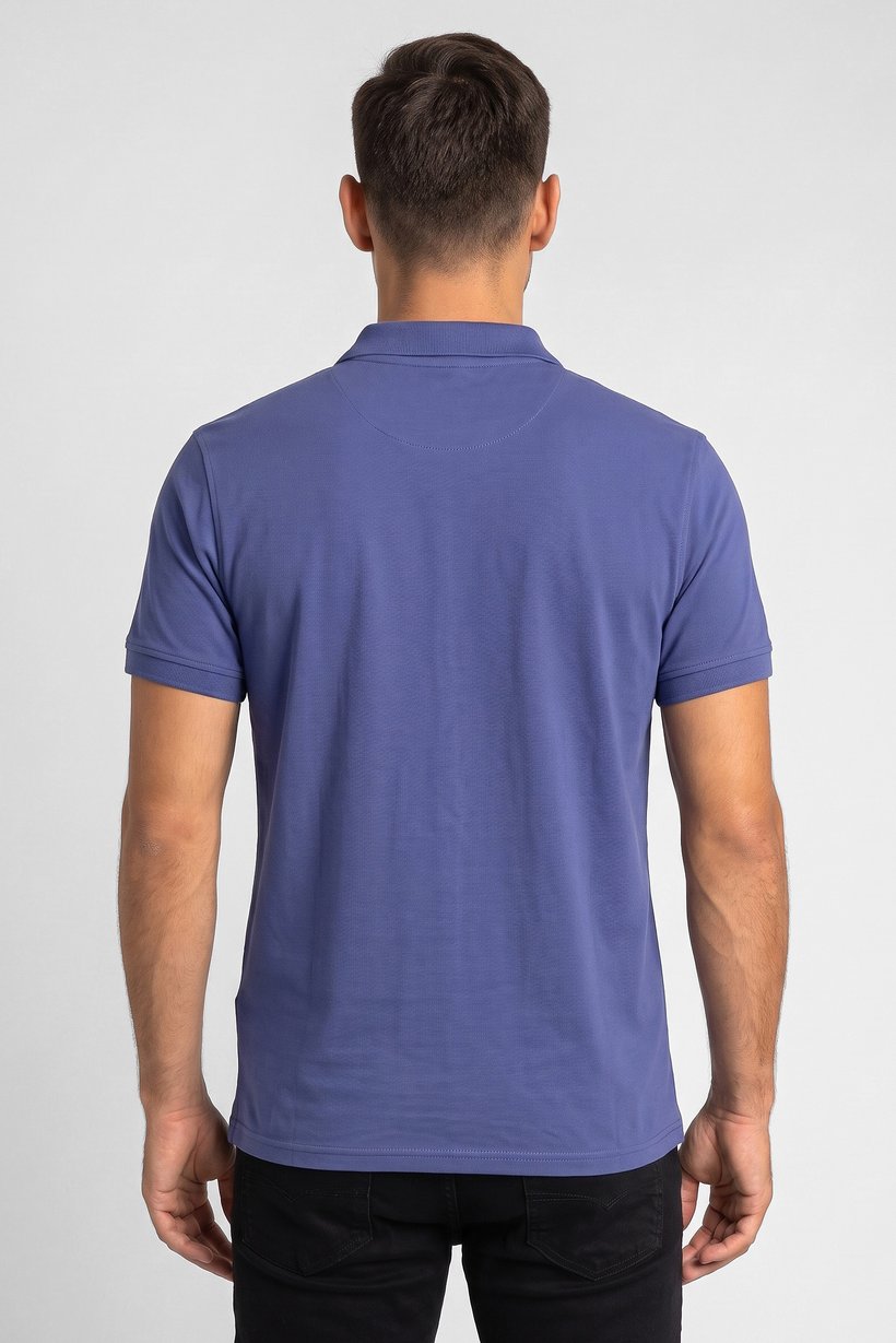 Men Regular Fit Brand Logo Short Sleeve Polo Shirt, Navy Blue