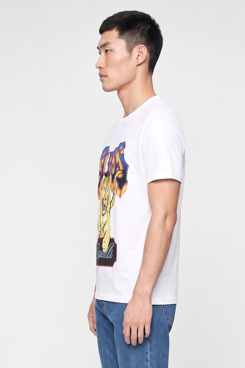 Men Crew Neck Short Sleeve Graphic Print T-Shirt, White