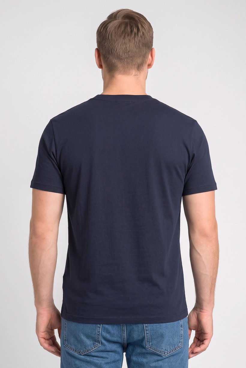 Men Crew Neck Graphic Print Short Sleeve T-Shirt, Navy