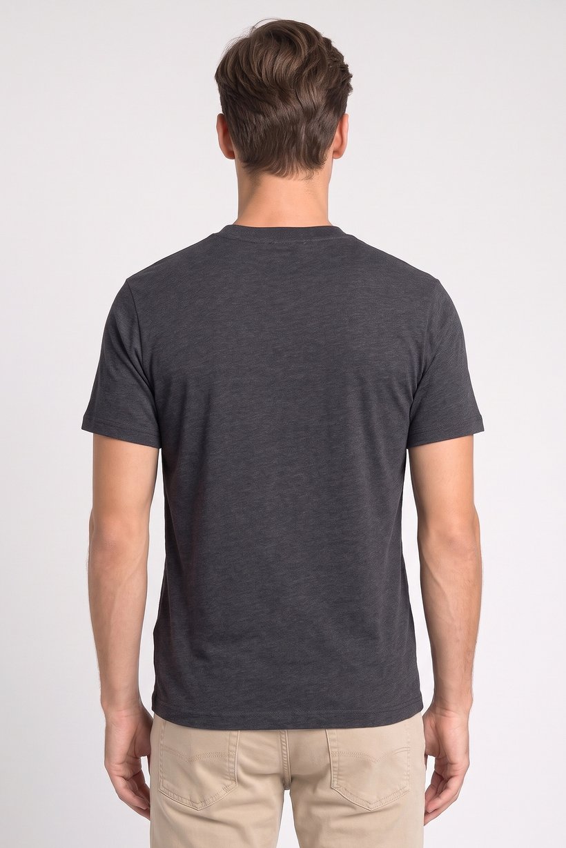 Men Crew Neck Graphic Print Short Sleeve T-Shirt, Dark Grey