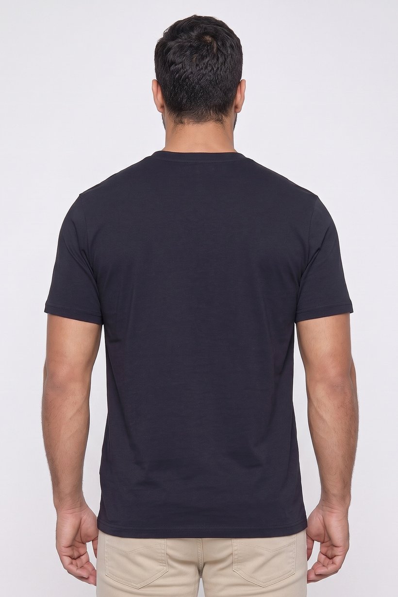 Men Crew Neck Graphic Print Short Sleeve T-Shirt, Navy