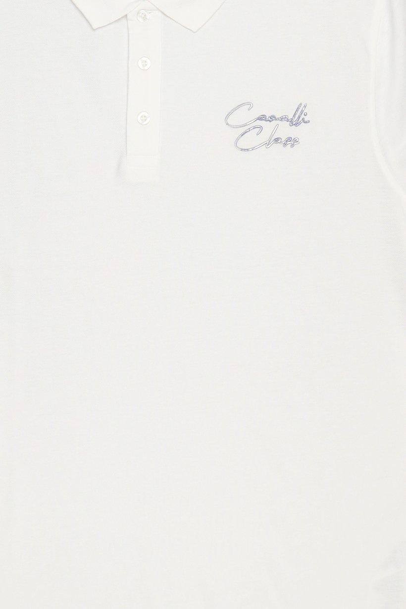 Men Regular Fit Brand Logo Short Sleeve Polo Shirt, White