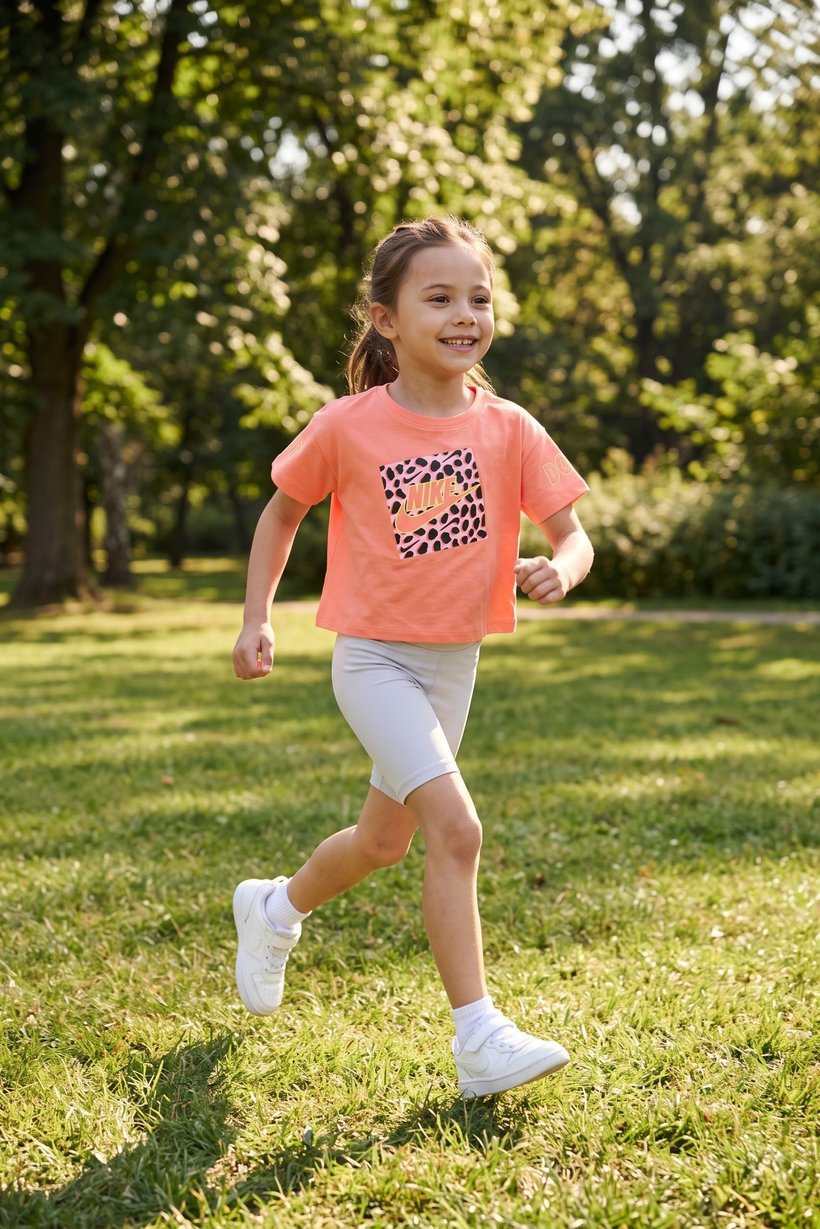 Kids Girl Sportswear Fit Short Sleeve Training T-Shirts, Coral