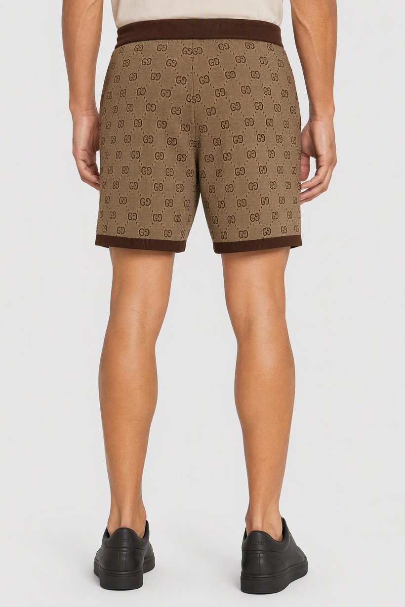 Men Allover Print Basic Shorts, Brown