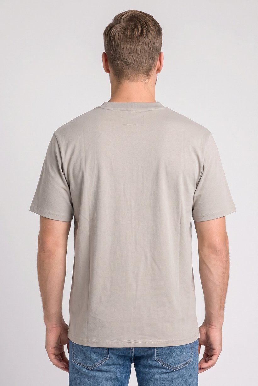 Men Crew Neck Short Sleeve Solid T-Shirt, Beige