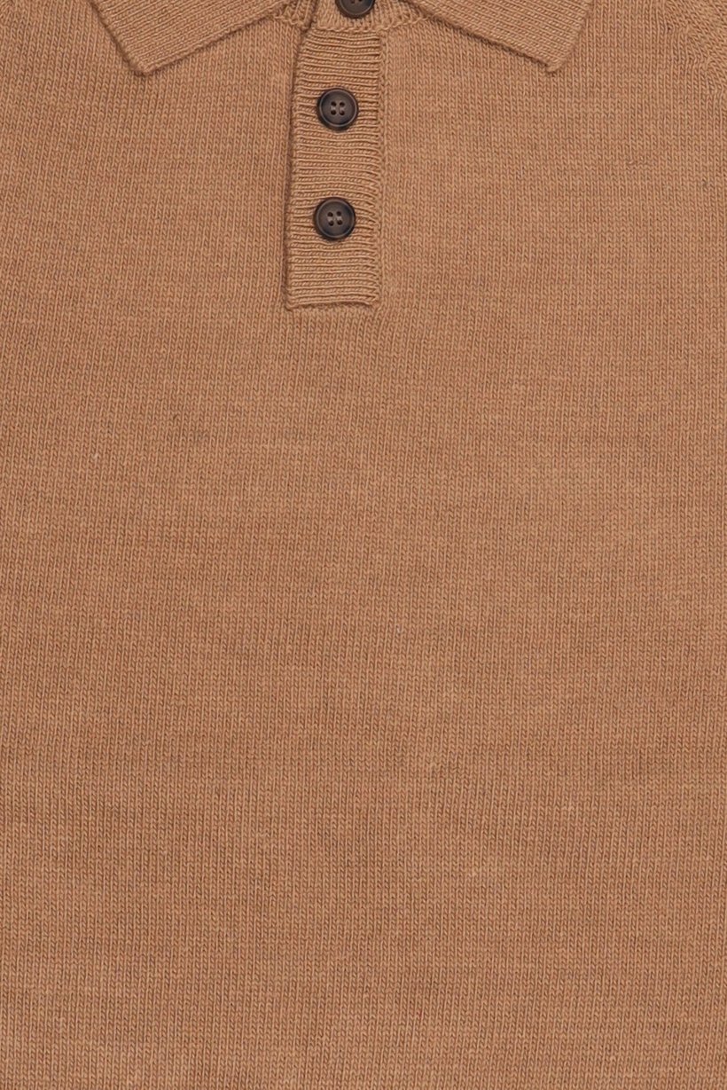 Men Spread Collar Textured Sweater, Brown