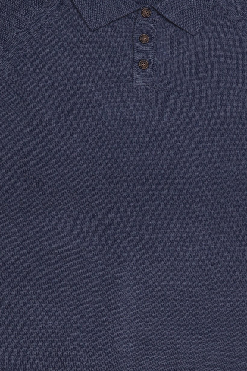 Men Spread Collar Rib Knit Sweater, Slate Blue