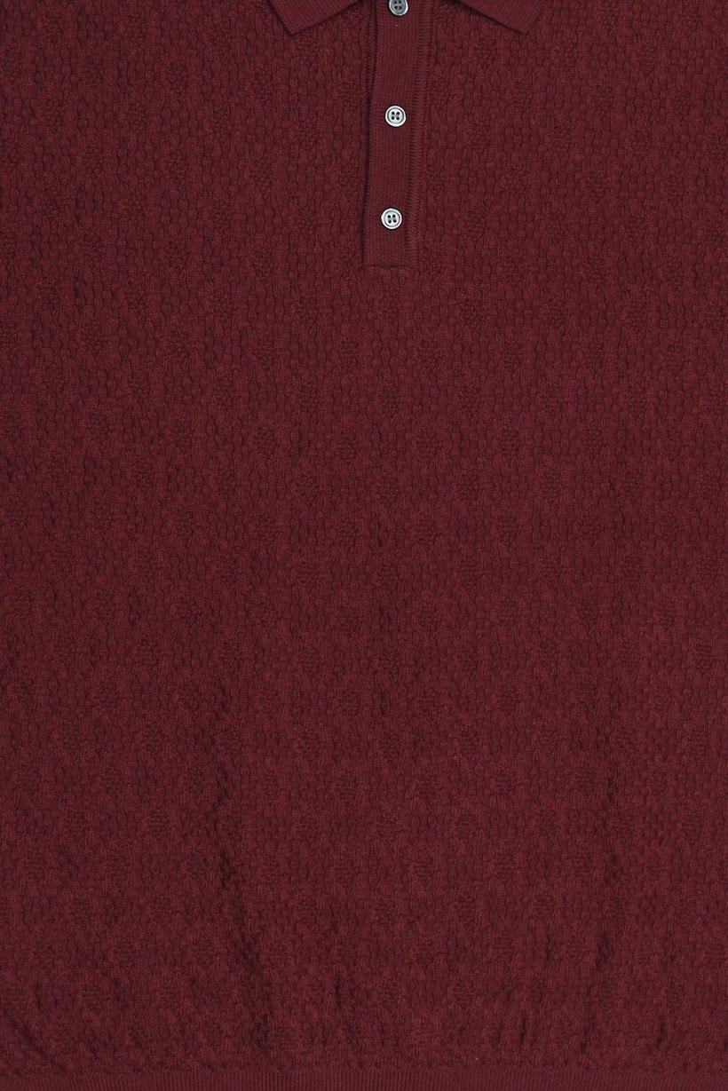 Men Spread Collar Knitted Sweater, Burgandy