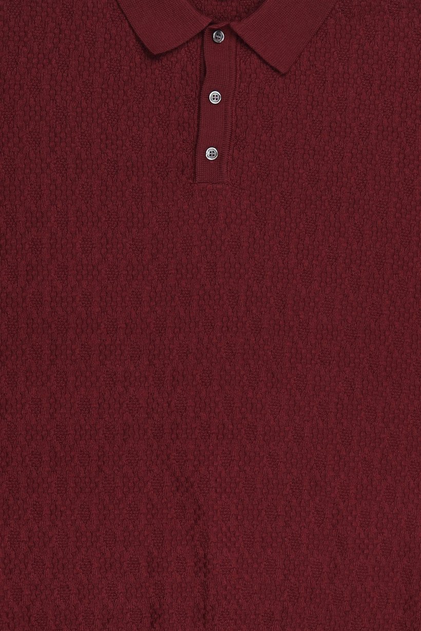 Men Spread Collar Knitted Sweater, Burgundy