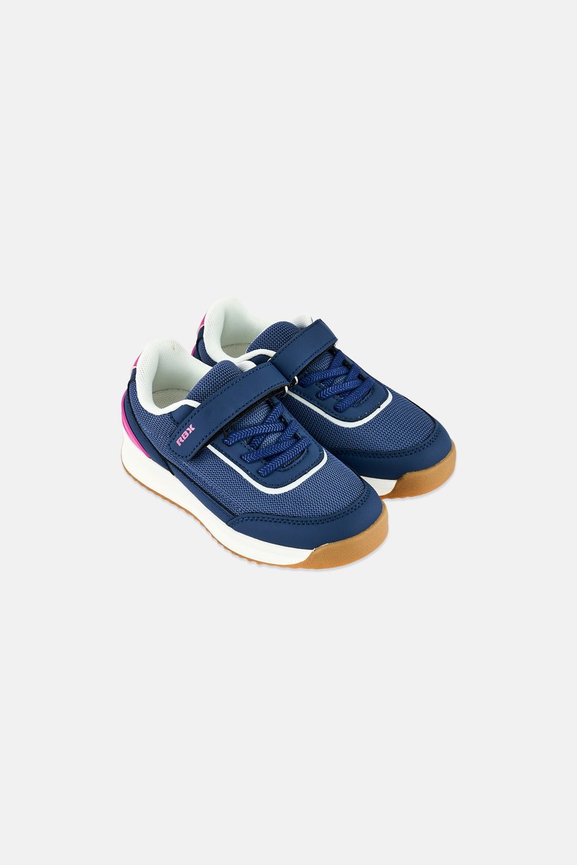 Kids Girl Velcro Closure Outdoor Shoes, Navy