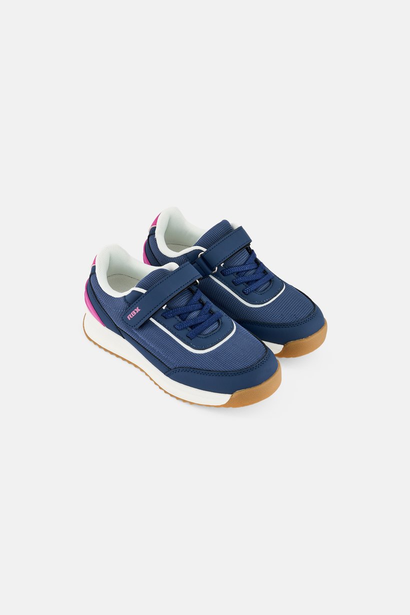 Kids Girl Velcro Closure Outdoor Shoes, Navy