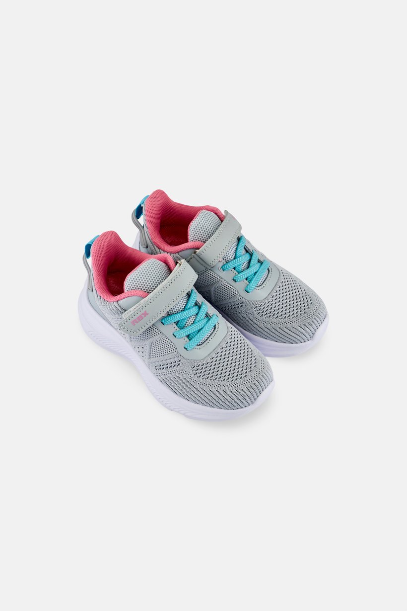 Kids Girl Velcro Closure Outdoor Shoes, Grey