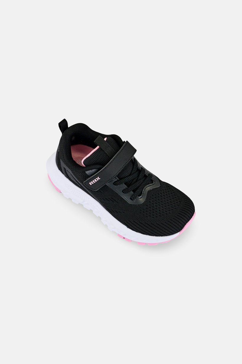 Kids Girl Velcro Closure Running Shoes, Black