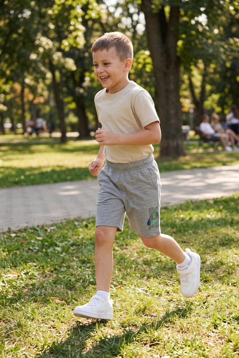 Kids Boy Sportswear Fit Outdoor Shorts, Grey