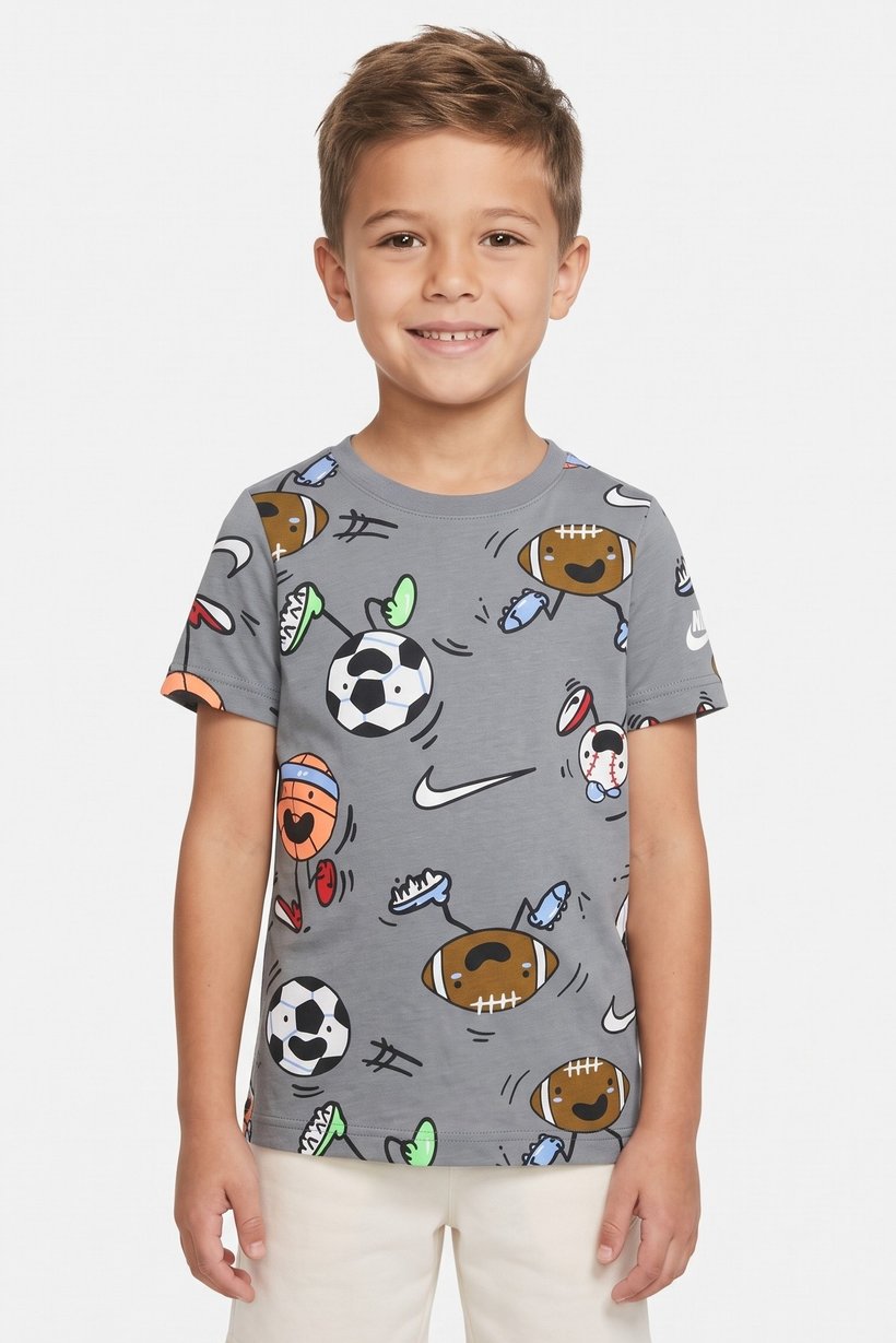 Toddlers Boy Short Sleeve Allover Print Top, Multicolor