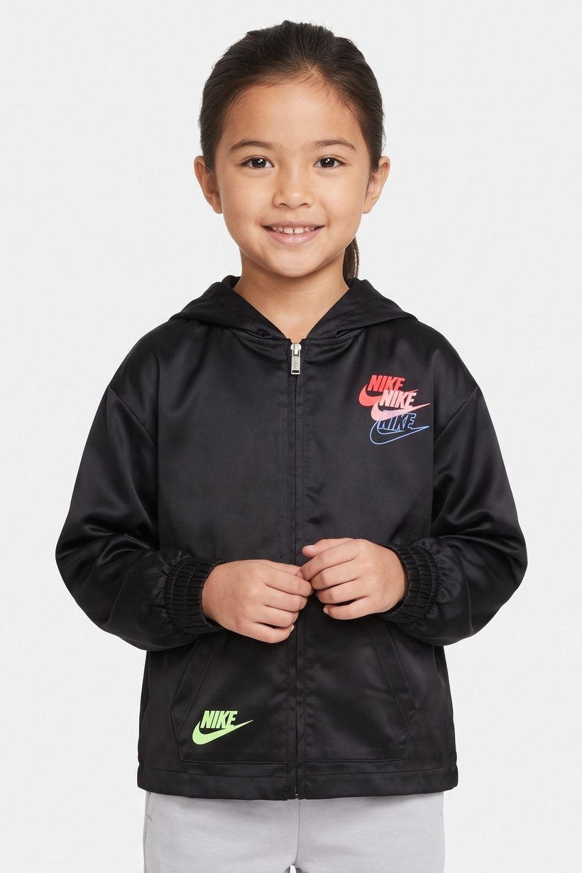 Kids Girl Sportswear Fit Training Full Zip Jacket, Black