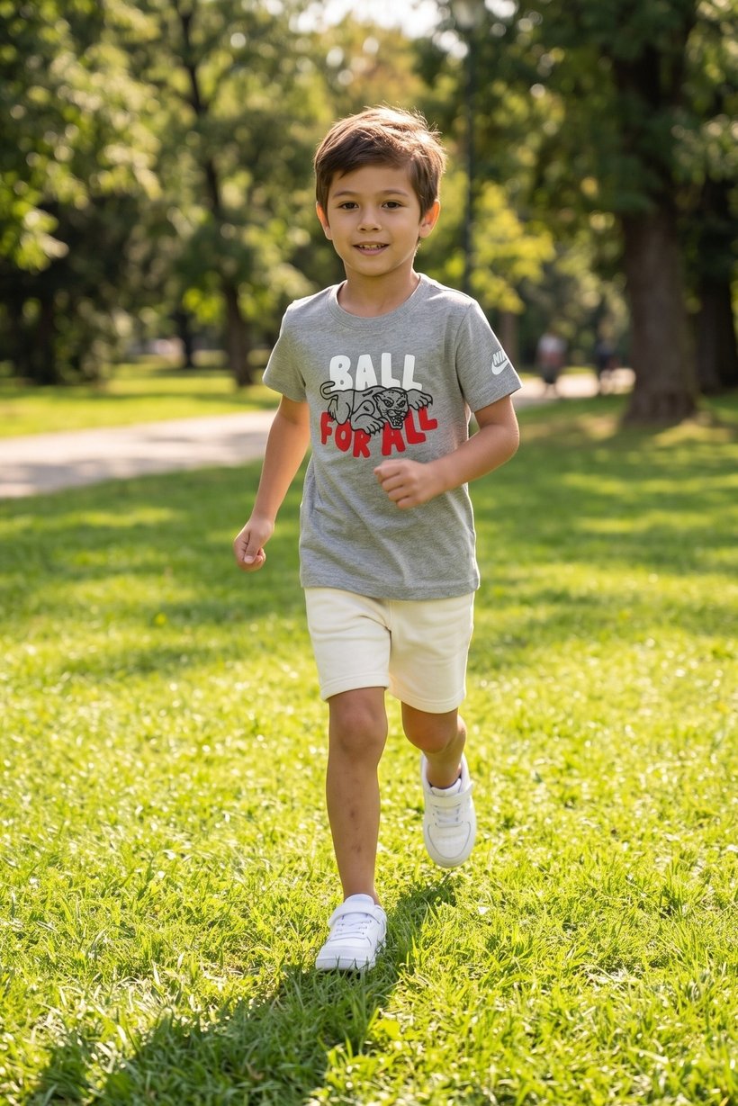 Kids Boy Sportswear Fit Short Sleeve Outdoor T-Shirt, Grey