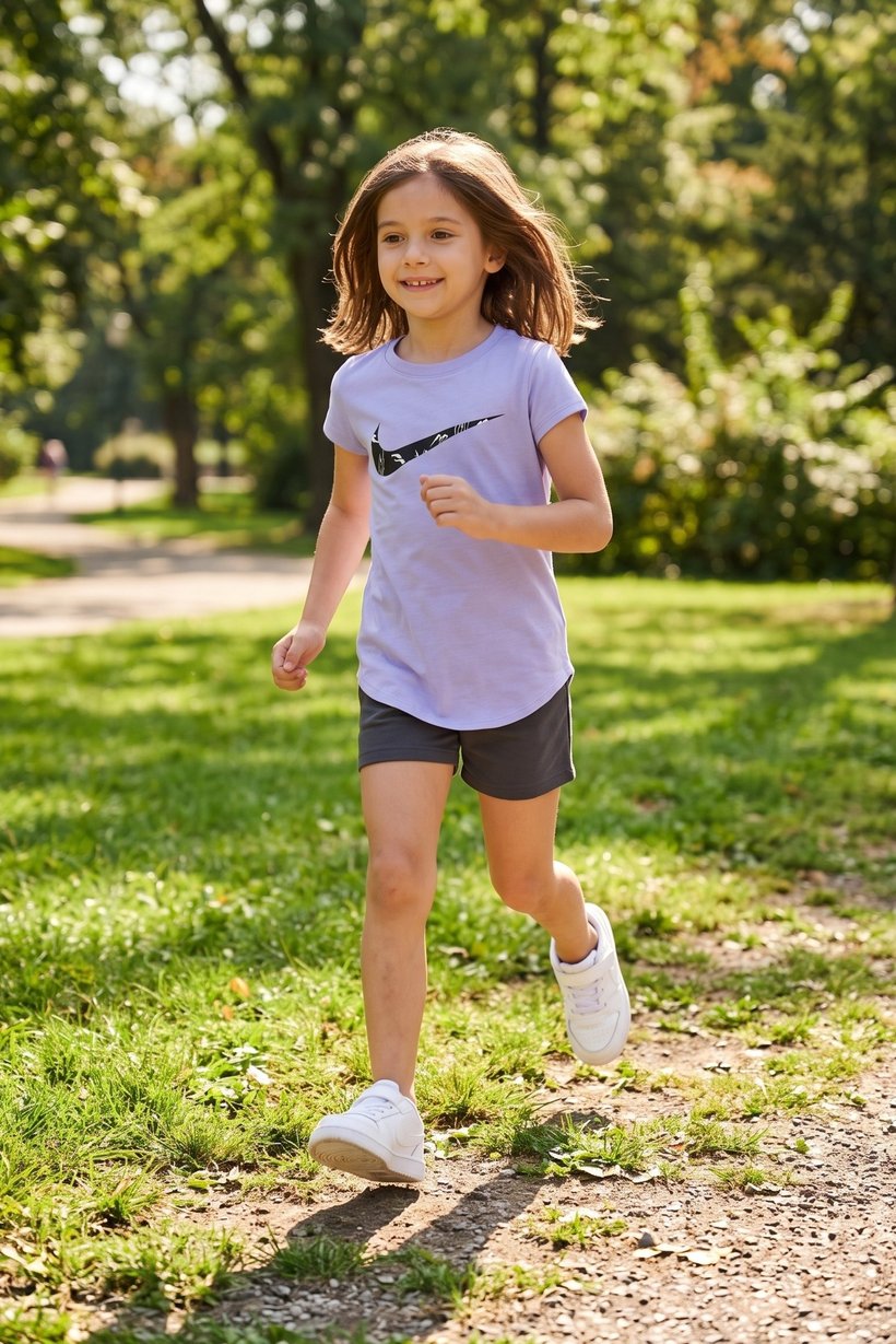 Kids Girl Sportswear Fit Short Sleeve Outdoor Top, Lavender