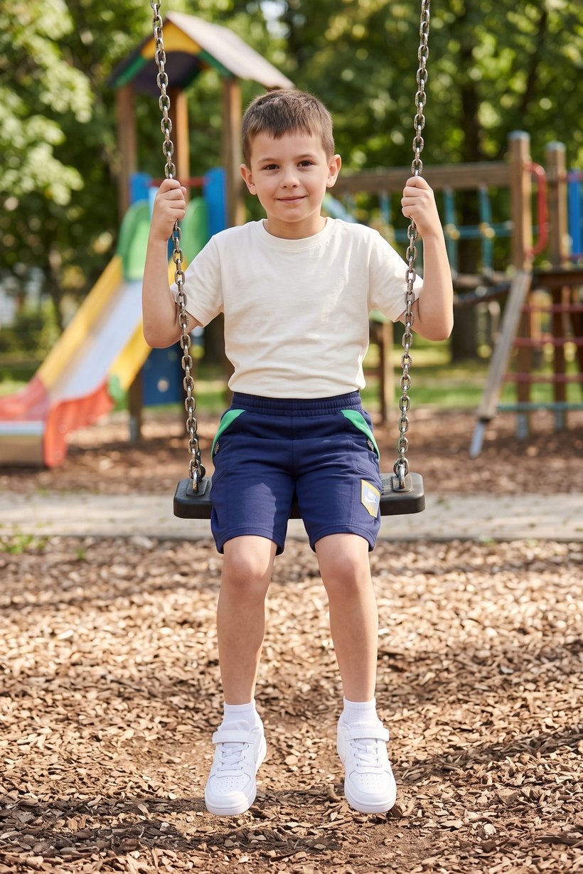 Kids Boy Sportswear Fit Outdoor Shorts, Navy