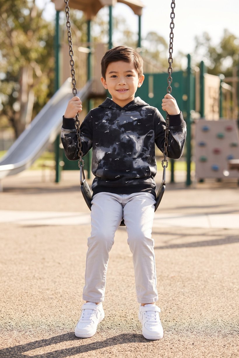 Kids Boy Sportswear Fit Long Sleeve Hoodie, Camouflage