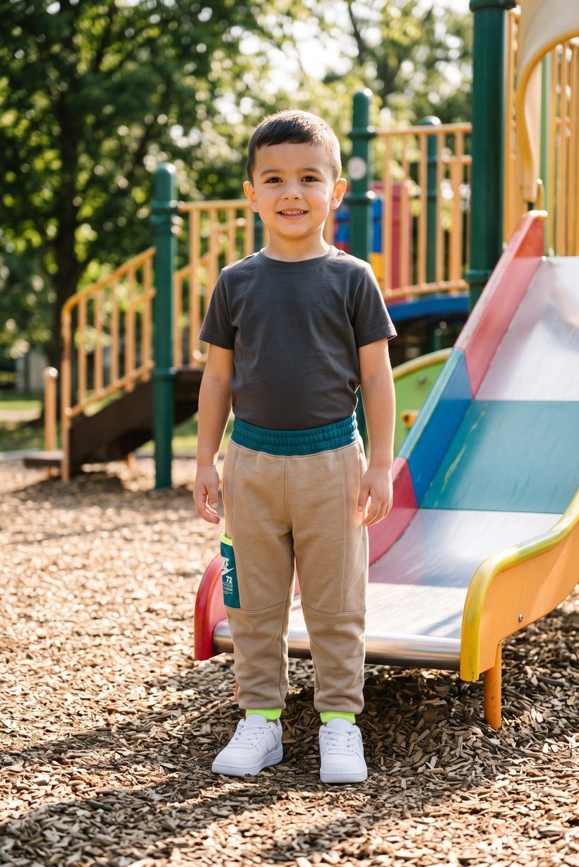 Toddlers Boy Brand Logo Sweatpants, Khaki