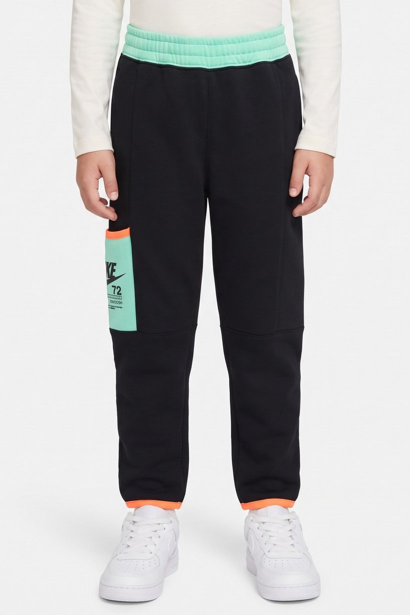 Kids Boy Sportswear Fit Brand Logo Outdoor Sweatpants, Black