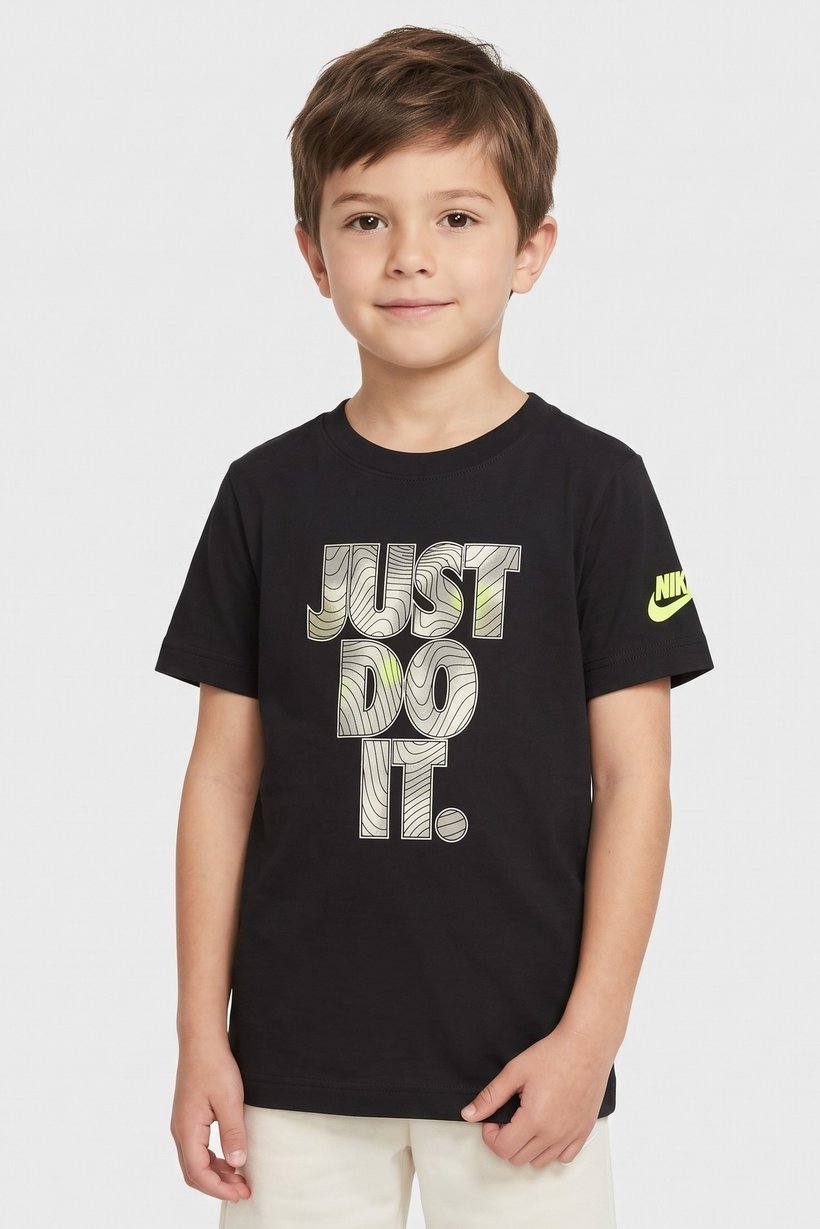 Kids Boy Sportswear Fit Short Sleeve Outdoor T-Shirt, Dark Grey