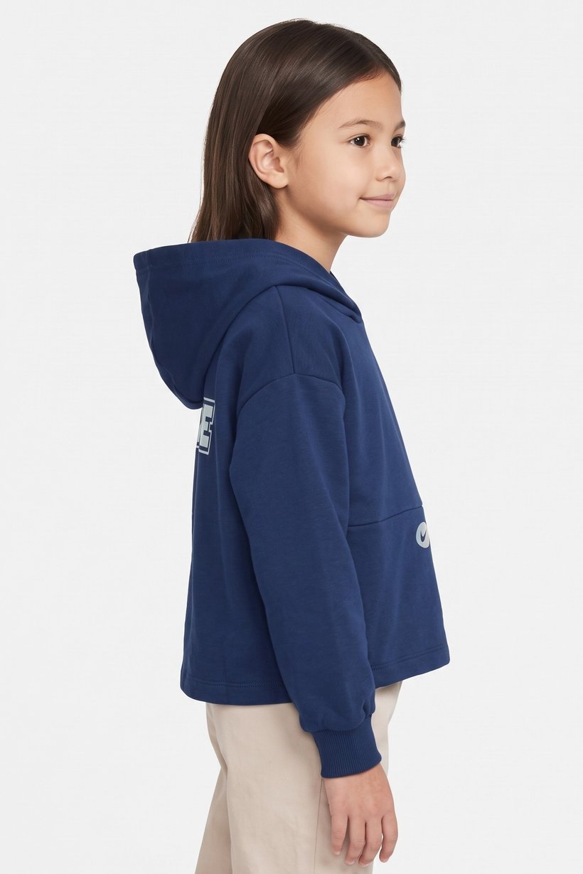 Kids Girl Sportswear Fit Long Sleeve Hoodie, Valerian Blue