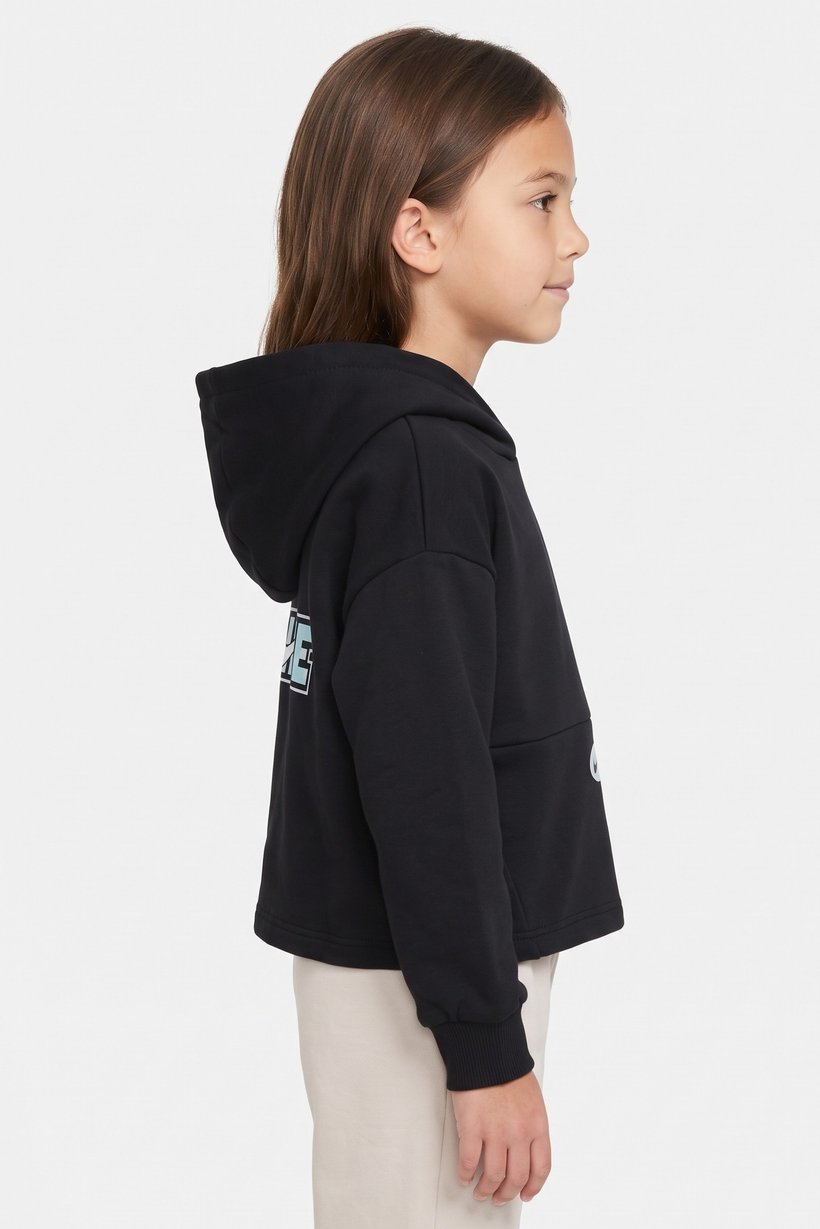 Toddlers Girl Oversized Fit Long Sleeve Outdoor Hoodie, Black