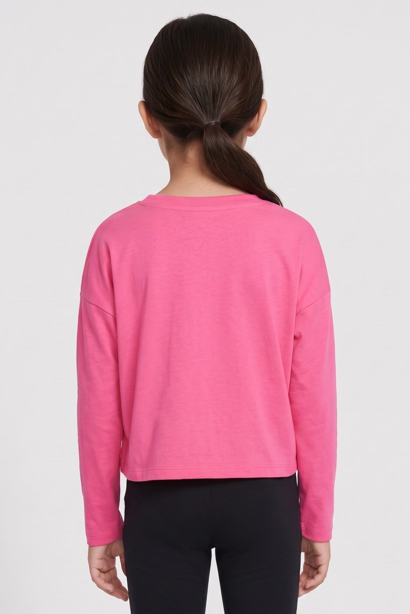 Toddlers Girl Long Sleeve Brand Logo Top, Pink