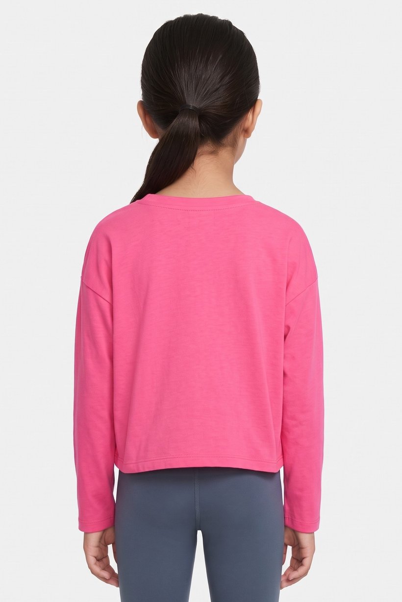 Kids Girl Sportswear Fit Full Sleeve Outdoor Top, Pink