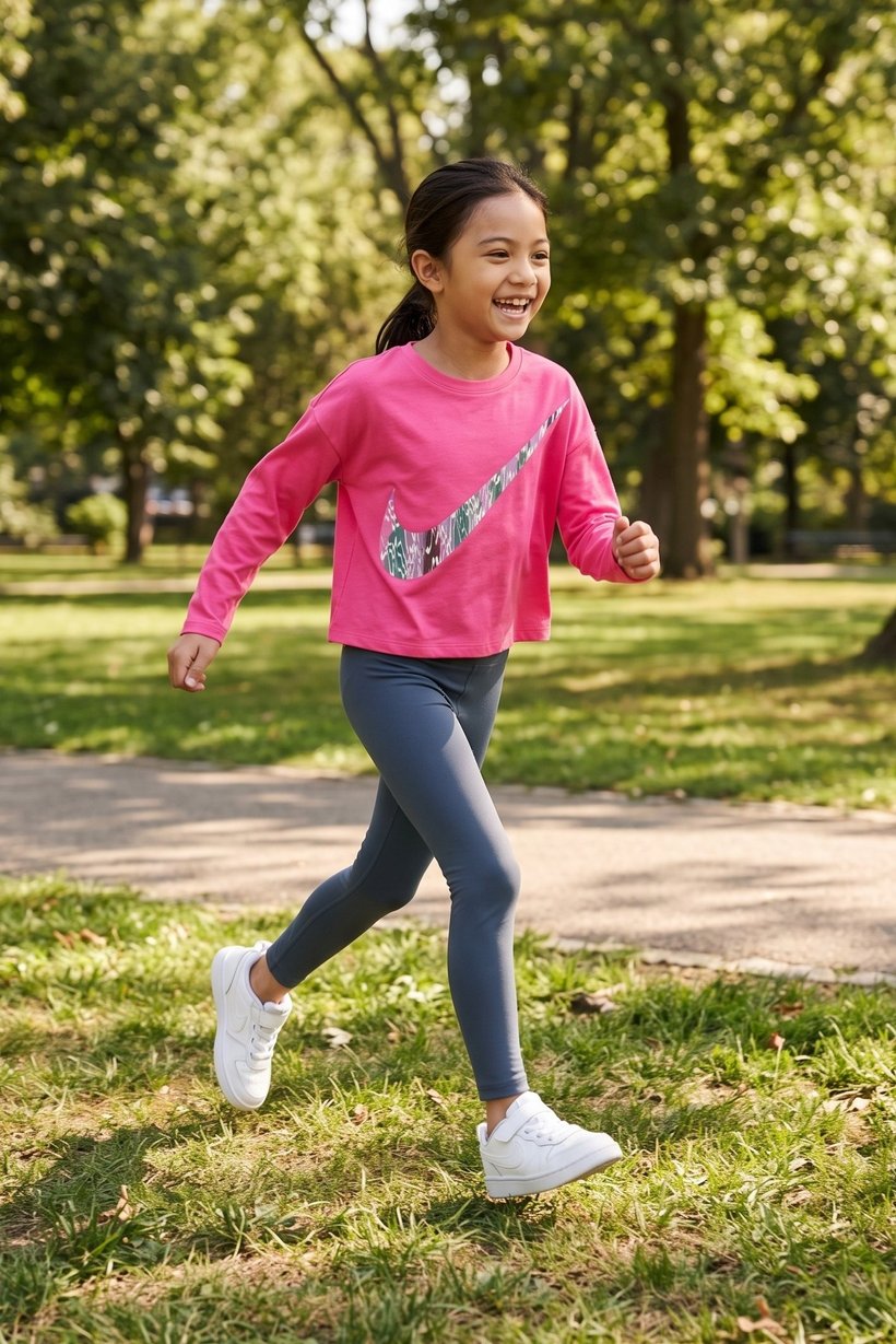 Kids Girl Sportswear Fit Full Sleeve Outdoor Top, Pink