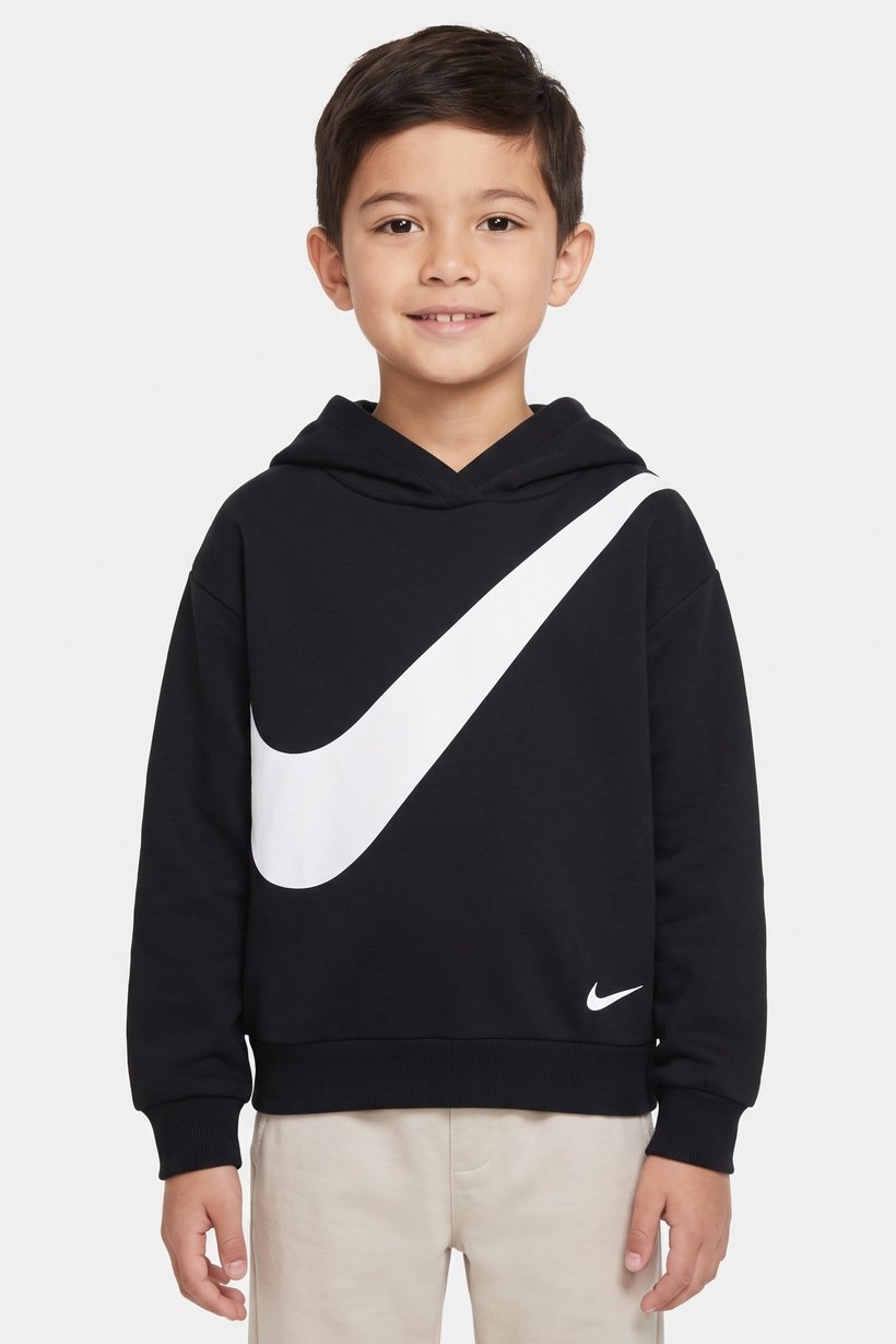 Kids Boy Sportswear Fit Long Sleeve Outdoor Hoodie, Black