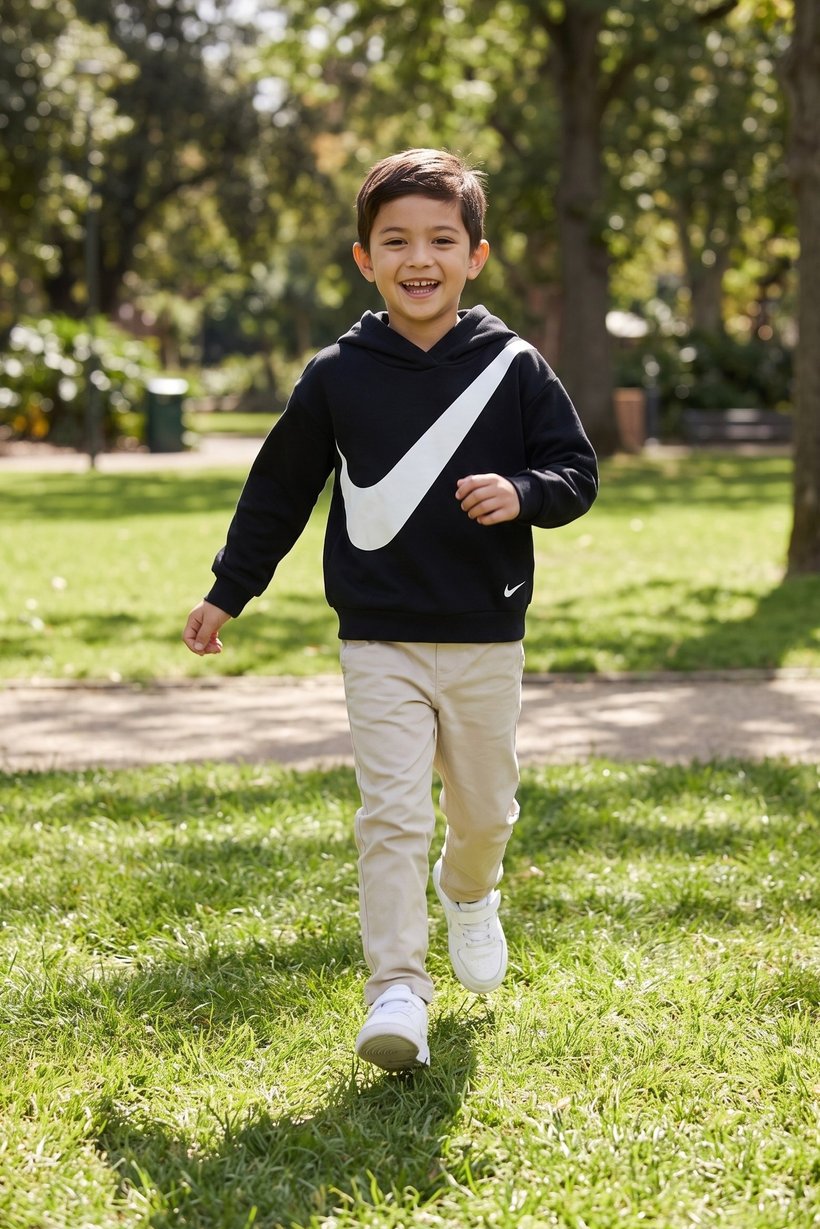 Kids Boy Sportswear Fit Long Sleeve Outdoor Hoodie, Black