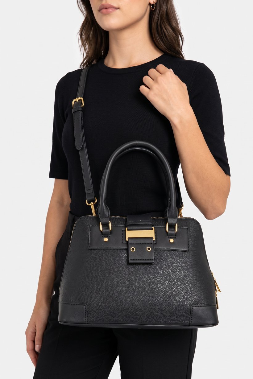 Women Brand Logo Handbag, Black