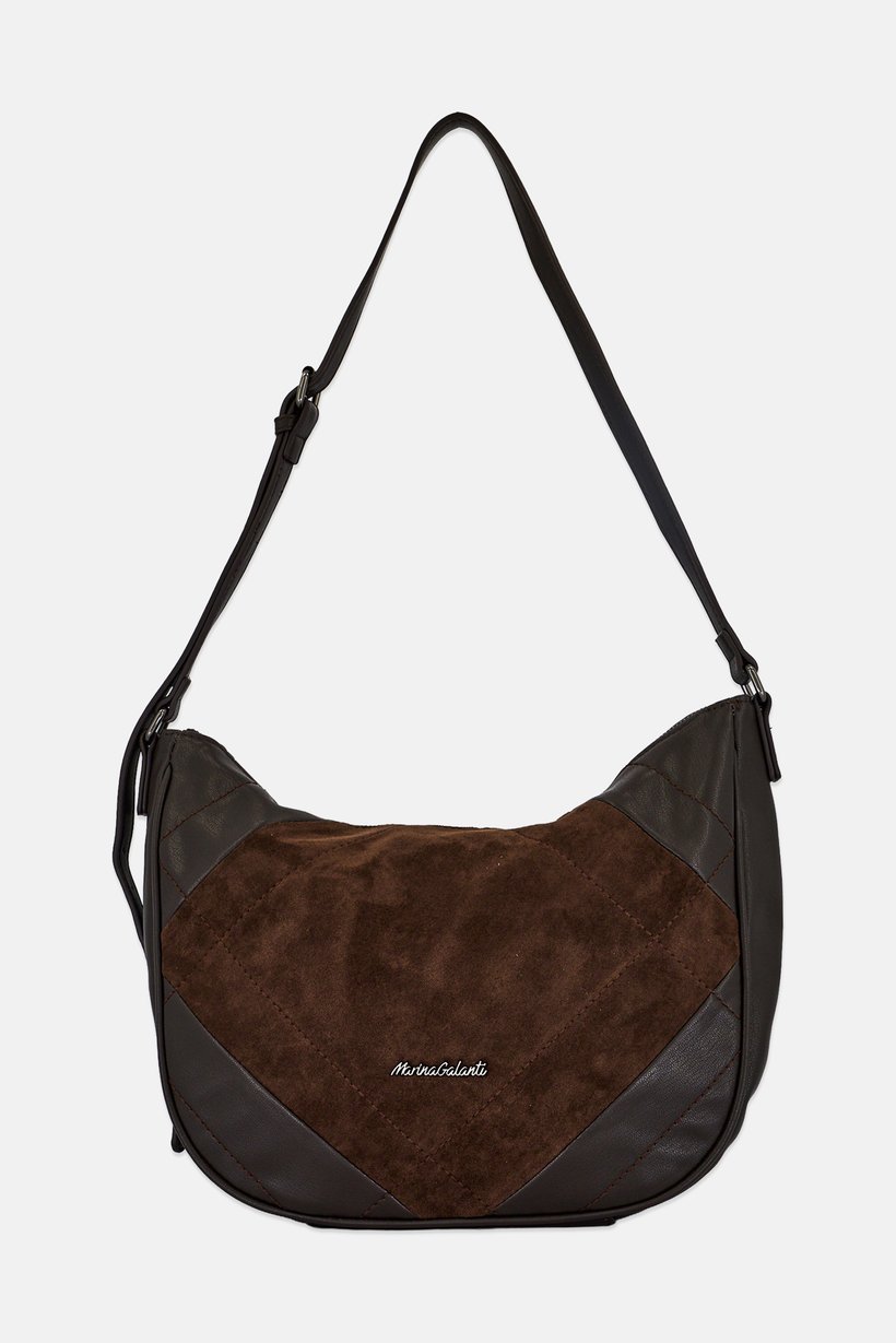 Women Brand Logo Shoulder Bag, Dark Brown