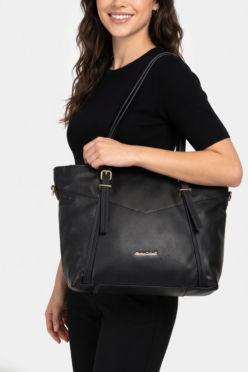 Women Brand Logo Tote Bag, Black
