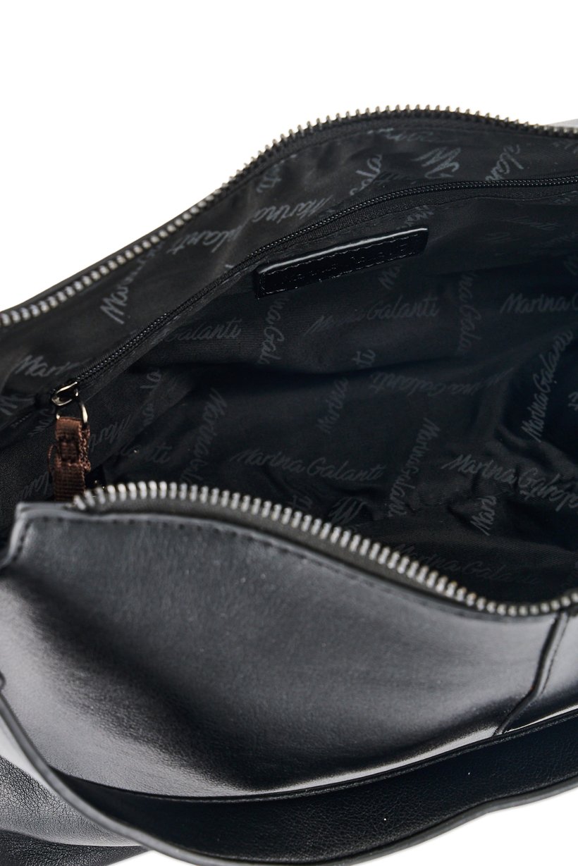 Women Brand Logo Shoulder Bag, Black