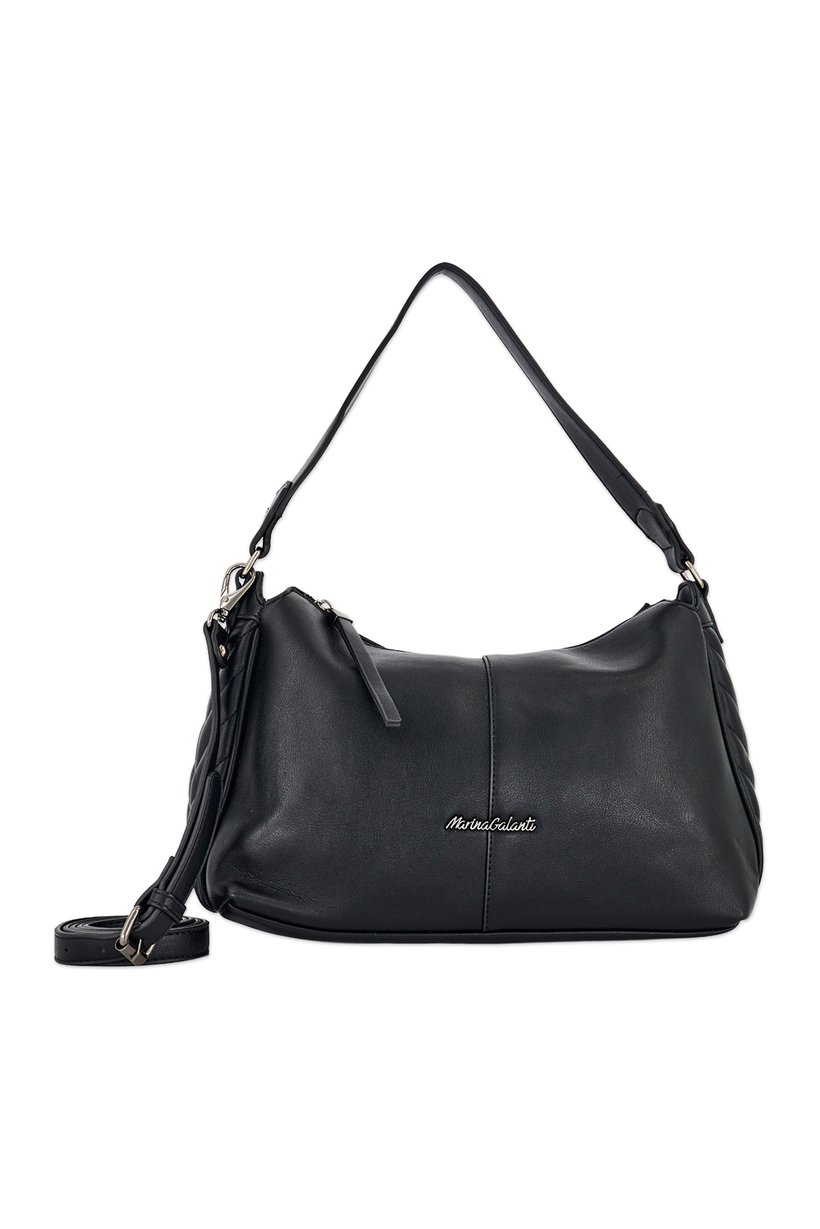 Women Brand Logo Shoulder Bag, Black