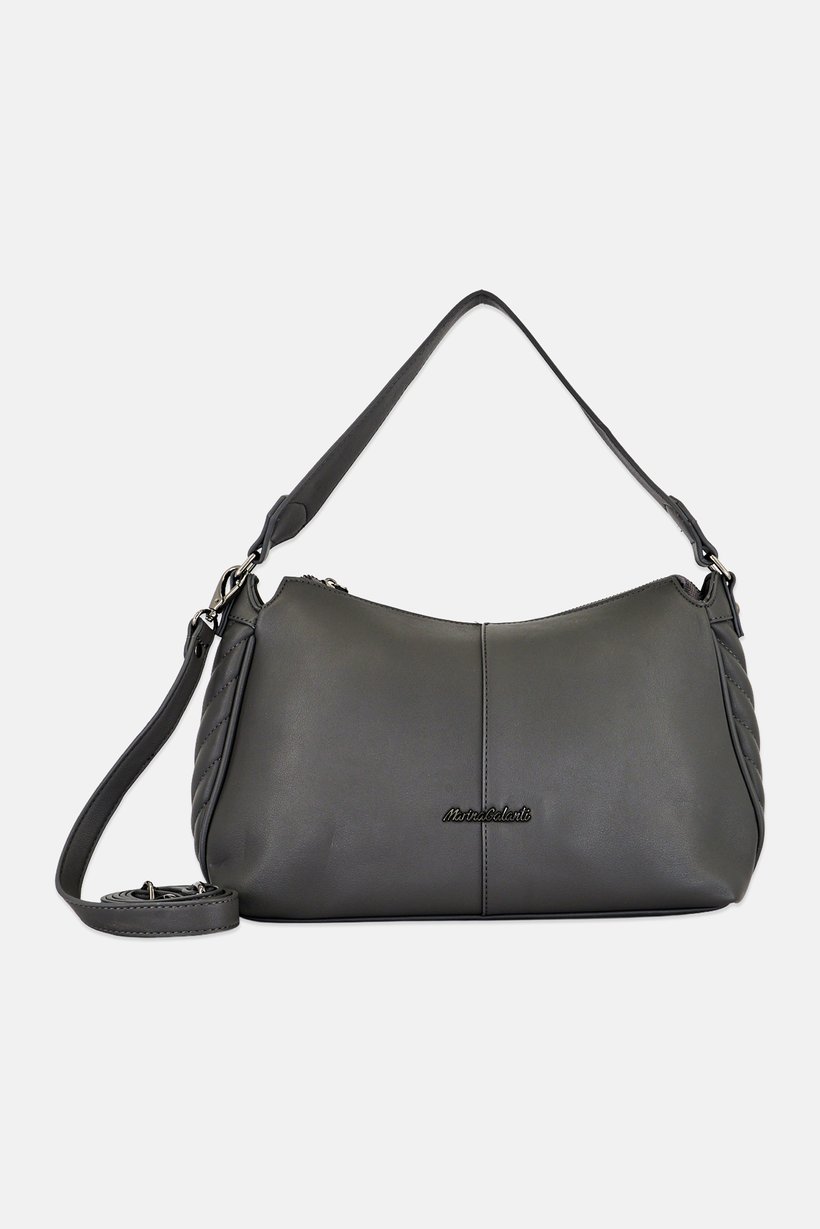 Women Brand Logo Shoulder Bag, Grey