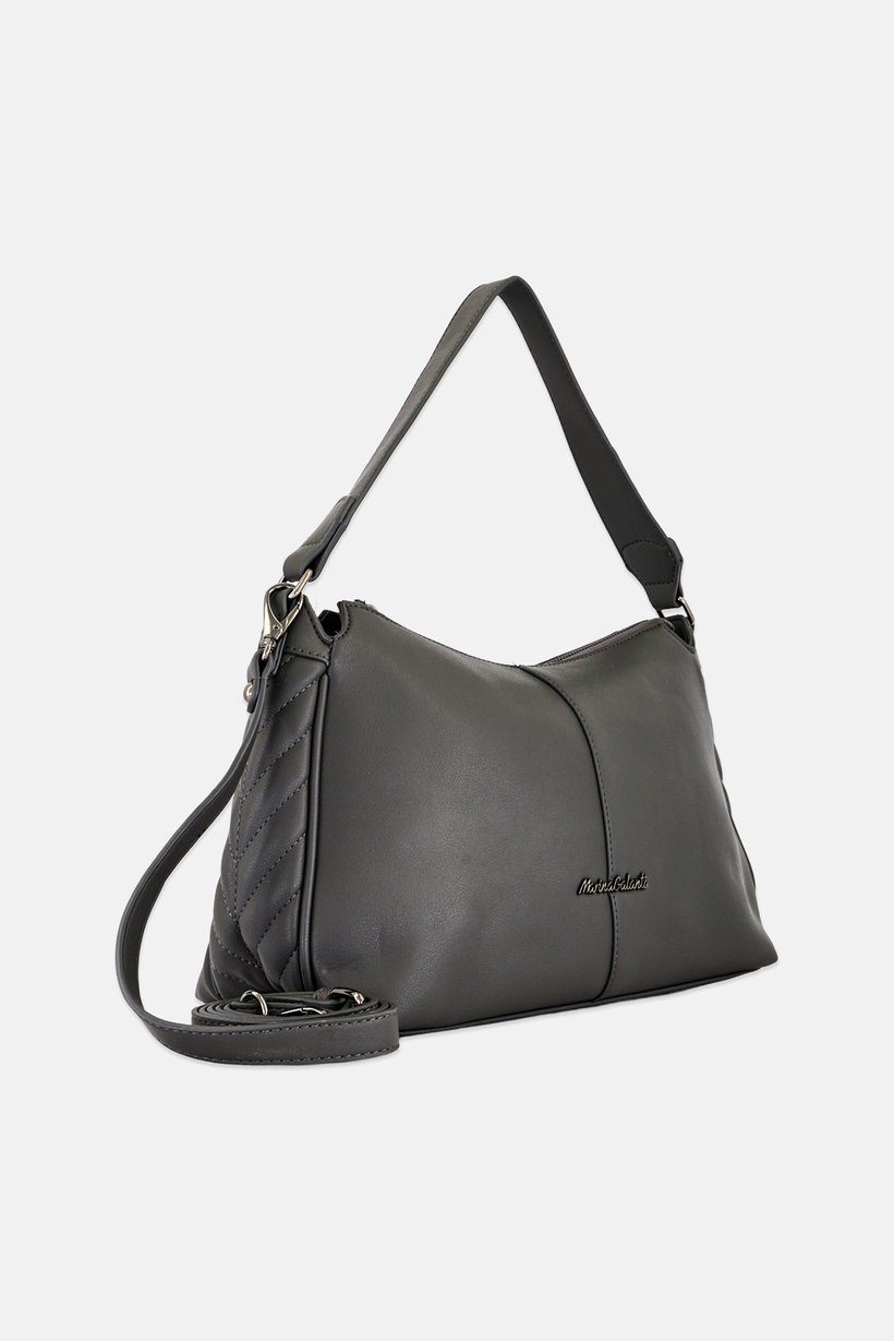 Women Brand Logo Shoulder Bag, Grey