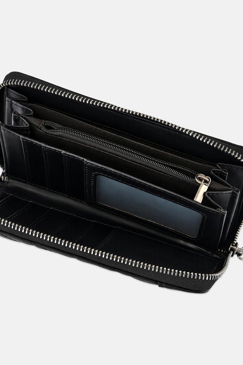 Women Brand Logo Wallet, Black