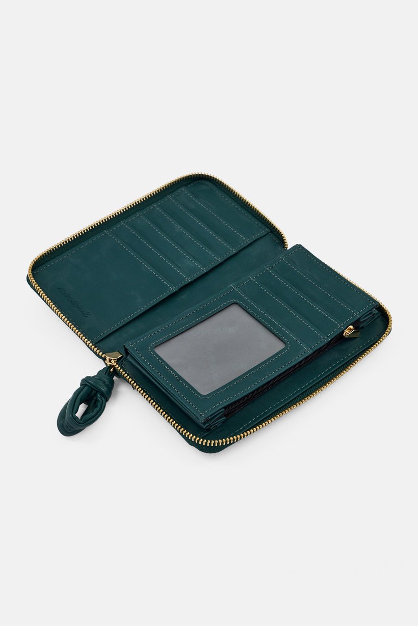 Women Brand Logo Wallet, Green