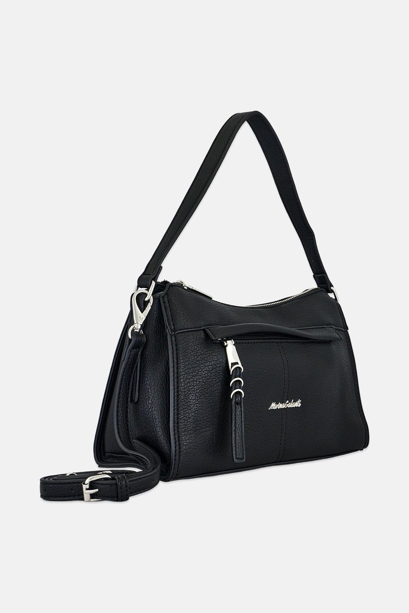 Women Brand Logo Shoulder Bag, Black