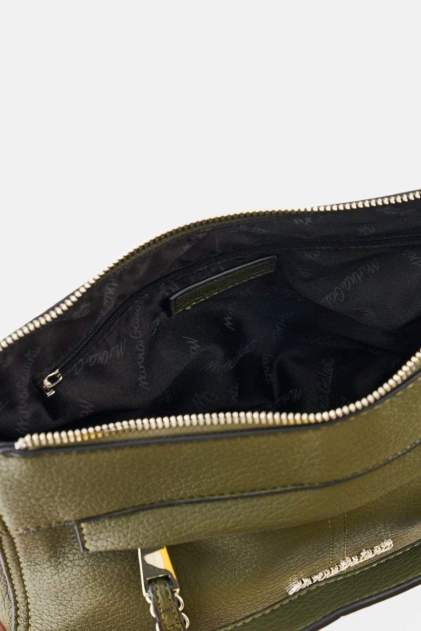 Women Brand Logo Shoulder Bag, Olive